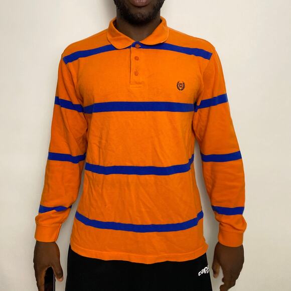 vintage chaps long sleeve striped polo shirt large/xl - Picture 1 of 3
